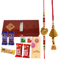 Maalpani Bhaiya Bhabhi Rakhi Set with Chocolate Gift Hamper - Lumba Rakhi Combo for Bhrother and bhabhi - Dairy Milk 5star Combo Pack