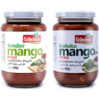 Grandmas Authentic Kerala Style Tender Mango Pickle - Kaduku Mango Pickle Combo | 400g Bottle | Healthy and Tasty Pickle