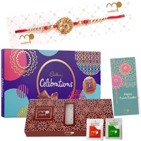 Maalpani Rakhi and Celebration Chocolate for Brother - Premium Bead Rakhi and Diamond - Chocolates