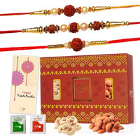 Maalpani Dry Fruit - Rakhi - Premium Rakhi Gift Set of 3 Fancy Rudraksh Rakhi - Dryfruits N Box