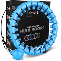 K-MART Smart Hula Ring Hoops, Weighted Hula Circle 24 Detachable Fitness Ring with 360 Degree Auto-Spinning Ball Gymnastics, Massage, Adult Fitness for Weight Loss (Blue)