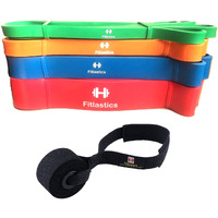 Fitlastics Resistance Loop Bands for Pullup Assist, Pilates, Yoga, Fitness Workouts for Men/Women (All 4 Bands with Door Anchor)(Material: Natural Latex)
