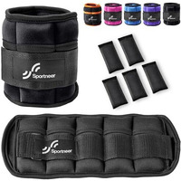 Sportneer Ankle Weights, 0.45-3.15kg Adjustable Ankle Weights Wrist Straps for Fitness, Walking, Running, Jogging, Exercise, Gym, Workout, Each 0.23-1.6 Kg, 2 Pack 0.45-3.15kg