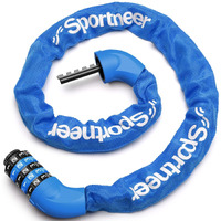 Sportneer Bicycle Chain Lock Alloy Steel 5-Digit Resettable Combination Anti-Theft Bike Metallic Locks Bike Chain Cable Locks Bicycle Lock