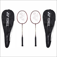 YONEX Aluminium Badminton Racquet Gr 303I Made in India Pack of 2 with Full Cover (Deep Red/Deep Red)