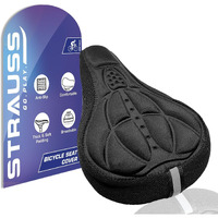 Strauss Saddle Seat Cover with Anti-Slip Granules & Soft, Thick Padding | Superior Comfort, Breathable Design | Comes with Adjustable Rope Straps & Fits all Cycles, (Black)