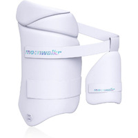 moonwalkr Thigh Guard 2.0 Protective Gear for Batters Height (49- 53) Cricket Thigh Pad Cricket Accessories & Equipment Safeguarding Both Your Outer and Inner Thighs White (Small, Left Hand)
