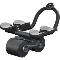 Dravizon Abdominal Abs Exercise Roller Elbow Support - Core Strength Training Wheel Non Slip Double Wheels Ab Roller Fitness Equipment For Abs Workout Home Gym (Abs Roller With Timer), Black
