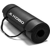 Kobo 15 mm Black NBR Athletica Yoga Mat- Multi-use Thick Exercise Mat, Non-Slip and Anti-Tear for Yoga and The Gym, Home Workout, Pilates, Physio, and Camping with Carrying Strap for Men & Women