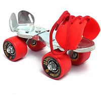JJ Jonex Baby Deluxe Red Adjustable Quad Roller Skates Kids Suitable for Age Group 3 -7 Years Old (MYC), Size Free