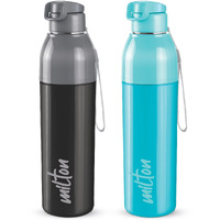 Milton Steel Convey 900 Insulated Inner Stainless Steel Water Bottle,Set of 2, 630 ml Each, Black, Cyan | Leak Proof | BPA Free | Hot or Cold for Hours | Office | Gym | Hiking |Treking | Travel Bottle