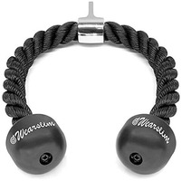 Wearslim Professional Tricep Rope Pull Down Fitness Cable Attachment with Stainless Steel Snap Hook- Lats, Biceps, Triceps, Gym or Home - 27  inch Tricep Rope - Black