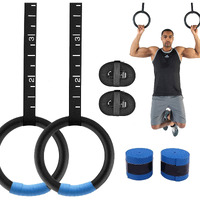 Joyfit Gym Rings -with 990 lbs Load Capacity, Adjustable Buckle Straps for Cross-Training Workout, Exercise, StrengthTraining,Gymnastics, Bodybuilding, Pull Ups for Men and Women (Set of 2) (Black)