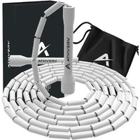 ATHVERV Polyvinyl Chloride Freestyle Beaded Jump Rope, Skipping Rope For Tricks And Releases (White)