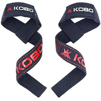 Kobo Weight Lifting Straps with Silicone Rubber Grip/Padded Gym Training Bar Belt Wrist Support, Black/red, Free Size