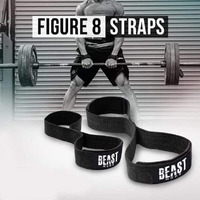 STEIGEN FITNESS Exercise Nylon and Rubber Wrist Wrap Bands, Deadlift Straps Wrist Support for Gym (figure 8 lifting straps -Beast Mode)