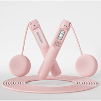 UN1QUE Skipping Rope for Men and Women Jump Rope With Calorie Counter, 2 In 1 with Cordless Ball, Adjustable Height for Fiteness, Home Exercise, Gym - Pink