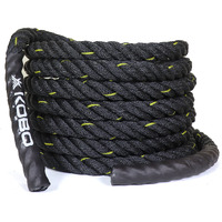 Kobo Rope Pro Black Professional Battle Rope Exercise Bottle Rope Gym 1.5-inch Thick (30 Feet)