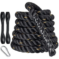 Wearslim Professional Heavy Duty Poly Dacron 30 FEET 2 Inch Thick Battle Rope for Gym with Stainless Steel Locking Carabiner & Non-Slip Nylon Anchor