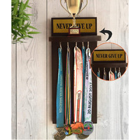 TIED RIBBONS Wood Medal And Trophy Hanger Shelf For Home Wall Decoration(Brown), 30 Centimeters