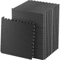 Nasmodo 4-16 pcs 1 Inch/25mm Gym Floor mat for Heavy Workout Puzzle mat Home Exercise, Gym Equipment mat Interlocking Eva Foam Flooring Rubber Tiles Yoga, Kids (10 pcs, Black Grey)