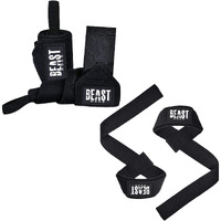 STEIGEN Fitness Exercise Nylon and Rubber Wrist Wrap Bands, Deadlift Straps Wrist Support for Gym (Beast Mode Combo Pack)
