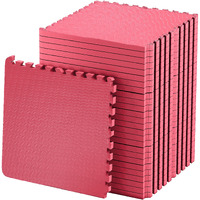 Nasmodo 4-16 pcs 1 Inch/25mm Gym Floor mat for Heavy Workout Puzzle mat Home Exercise, Gym Equipment mat Interlocking Eva Foam Flooring Rubber Tiles Yoga, Kids (6 pcs, Pink)
