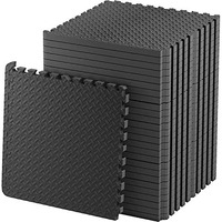 Nasmodo 4 Pcs 25mm Gym Floor mat Rubber for Heavy Workout Puzzle Floor mats for Home Exercise, Gym Equipment mat Interlocking Eva Foam Flooring Rubber Tiles Yoga, Kid Gym Mats for Floor 16SQ.FT(Black)
