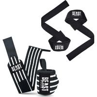 STEIGEN Fitness Exercise Nylon and Rubber Wrist Wrap Bands, Deadlift Straps Wrist Support for Gym (White 4L Combo)