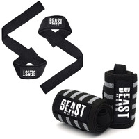 STEIGEN Fitness Exercise Nylon and Rubber Wrist Wrap Bands, Deadlift Straps Wrist Support for Gym (Grey Combo)