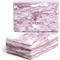 WiseLife Wine Marble Print Yoga Blocks | Yoga Bricks (Pack of 2, Extra Large Size), High Density Premium TPE Foam Material, Soft Surface, Triple Layer for Optimum Balance, Support & Cushion