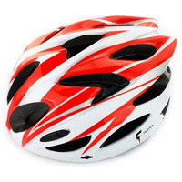 FABSPORTS Light Weight Bicycle/Bike Helmet with Flexible Padding for Kids and Adults, Adjustable Size, for Road & Mountain Cycling/Skating (Red::White)
