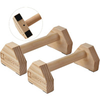 airogym Push-up Stand, 2 PCS Wood Pushup Bars Non-Slip Base Exercise Home Workout Equipment, 12 in Wooden Parallettes Handle Stands Grip for Men Strength Training, Planks Calisthenics Fitness Muscle