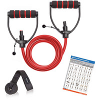 Joyfit Resistance Tube-for Home Workout, Strength Training, Crossfit, Pilates. with Adjustable knob for Workout with Door Anchor & Workout Chart. Resistance Band for Men and Women [1pc] (Red)