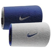 Nike BN5005-452-F Dry-Fit Double Wide Wristband, Pack of 2 (Blue White)