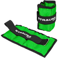 Strauss Adjustable Ankle Wrist Weights 0.5 KG X 2 | Ideal for Walking, Running, Jogging, Cycling, Gym, Workout & Strength Training | Easy to Use on Ankle, Wrist, Leg, (Green)