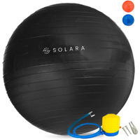 SOLARA Men & Women PVC Gym Ball for Exercise & Yoga W Pump, Anti Burst Swiss Birthing Stability Ball for Workout & Fitness, Yoga Ball, Exercise Ball for Men & Women (Black 55cm)