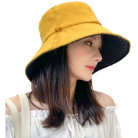 Alexvyan Polyester Yellow & Black Bucket Cap Hats Reversible For Women Uv Protection Wide Brim Summer Cap For Girls Hat Uv Protection Breathable Casual Beach Hat, Sun Protection Cap For Women, Large