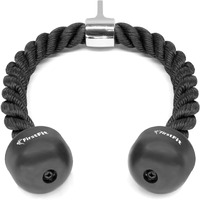 FirstFit Tricep Rope Pull Down Fitness Cable Attachment with Stainless Steel Snap Hook- Lats, Biceps, Triceps, Gym or Home - 27  inch Tricep Rope - Black
