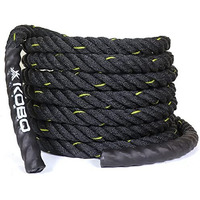 Kobo Rope Pro Black Professional Battle Rope Exercise Bottle Rope Gym 1.5-inch Thick (50 Feet)