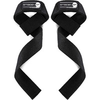 STEIGEN Fitness Exercise Nylon and Rubber Wrist Wrap Bands, Deadlift Straps Wrist Support for Gym (Black)