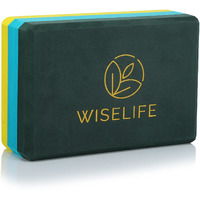 Wiselife Green Yellow Pro Yoga Block | Yoga Brick (Pack of 1, Extra Large Size), High Density Premium TPE Foam Material, Soft Surface, Triple Layer for Optimum Balance, Support & Cushion