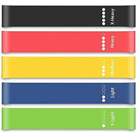 Device Resistance Loop Exercise Bands for Squats, Hips, Legs, Butt, Glutes and Heavy Workouts Physical Therapy, Rehab, Stretching, Home Fitness (Set of 5)(Material: Natural Latex)