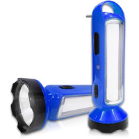Pick Ur Needs Rechargeable Emergency LED Torch Light Long Distance 5W +18 Bright SMD Tube 1600mAH Perfect Flashlight Lantern (Blue)