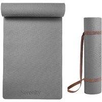 Serenity Everyday Yoga Mat & Carry Strap for Men, Women & Kids Fitness | EVA Material Extra Thick, Long & Wide Exercise Mat For Home Gym, Yoga, Meditation, Pilates & Outdoor Workout | Soft, Easy to Fold, Anti Skid, Anti Slip (4MM, Granite Grey)