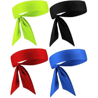 PAROPKAR Sports Headbands for Men and Women (4 Pack) - Lightweight Sweat Band Moisture Wicking Workout Sweatbands for Running Cross Training Cricket Gym Yoga and Bike - Unisex Hairband