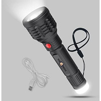 Pick Ur Needs Emergency Rechargeable Flashlight Torch Light Led Ultra Bright Lithium Battery With Back Light, 450 Lumen