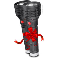 Pick Ur Needs Emergency Rechargeable Flashlight Torch Light LED Ultra Bright Lithium Battery with Back Light (Pack of 2)