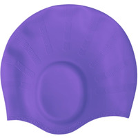 KARBD Silicone Swimming Cap with Ear & Hair Protection Unisex Water Sports Long Hair Cover Swim Pool Head Cap for Children Kids Adults Men Women Boys Girls (Universal Size, Ear Protection Purple)