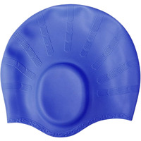 KARBD Silicone Swimming Cap with Ear & Hair Protection Unisex Water Sports Long Hair Cover Swim Pool Head Cap for Children Kids Adults Men Women Boys Girls (Universal Size, Ear Protection Dark Blue)